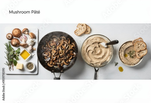 Exquisite Mushroom Pâté Culinary Artisanal Creation Featuring Fresh Ingredients Rosemary Garlic Olive Oil and Artisan Bread Exemplifying Gourmet Cooking Techniques