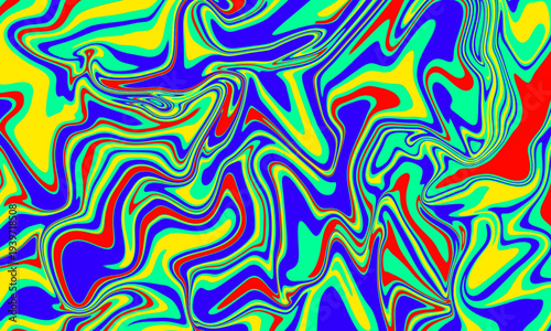 A mesmerizing abstract liquid marbling pattern in a vibrant palette of red, yellow, blue, and green, creating a dynamic, psychedelic visual texture ideal for modern backgrounds and artistic designs