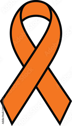 Orange awareness ribbon symbol for support and cause