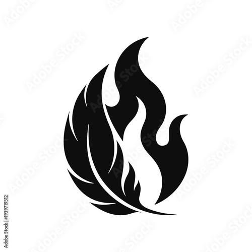 Flaming Feather Silhouette Icon