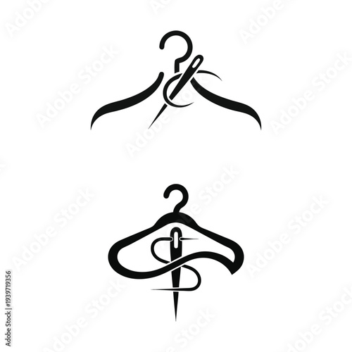 Tailoring and Fashion Logo Set with Hanger and Needle