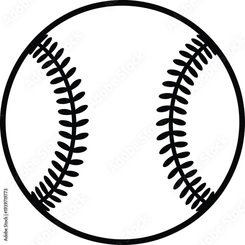 Black and white illustration of a baseball