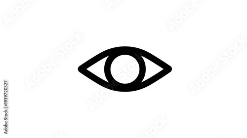 Simple Eye Outline Icon. Minimalist Black and White Symbol for Vision, View, Watch, See, Observe, Privacy, and User Interface Design.