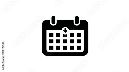 Modern calendar icon with a downward arrow for saving dates, downloading schedules, event planning, and time management UI/UX design.