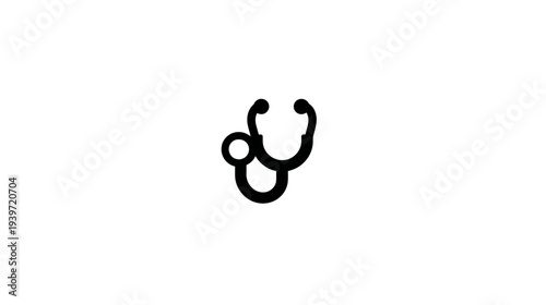 Minimalist black line art stethoscope icon. Medical device for doctor, nurse, and patient care. Health examination symbol.