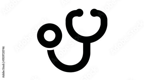 Stethoscope medical icon symbol for healthcare, diagnosis, and doctor's equipment. Health checkup professional tool graphic.