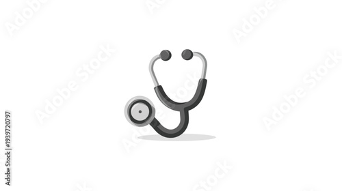 Professional medical stethoscope vector icon illustration on white background, healthcare diagnosis, doctor equipment, heart lung checkup tool.