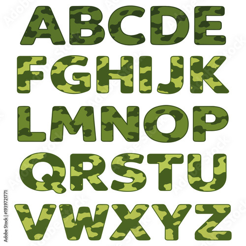 camouflage font vector
Vector alphabet font on a white background