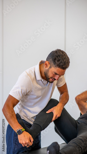 Wallpaper Mural Rehabilitation exercises for legs in the gym. Physiotherapy and Osteopathy Torontodigital.ca