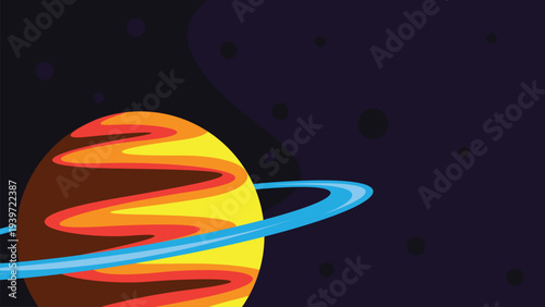 Background with ringed planet in dark space, stellar cosmic design. Suitable for science fiction, astronomy, or spacethemed graphic design projects.