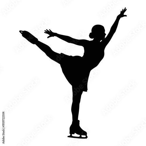 Dynamic vector illustration of a female figure skater in an elegant pose