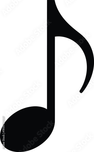 A black eighth note musical symbol on white background