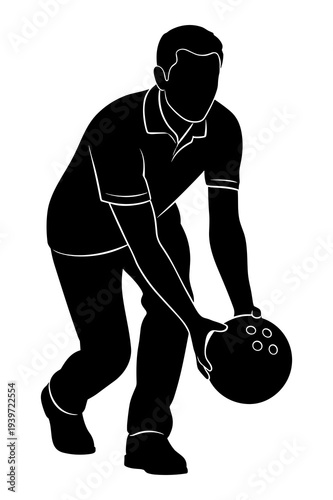 Silhouette graphic illustration of bowler preparing to roll heavy bowling ball