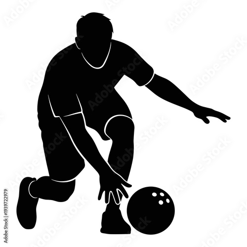Dynamic bowling player silhouette vector illustration graphic design