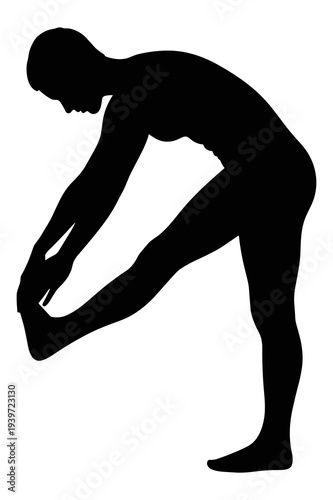 Minimalist vector silhouette illustration of a person doing a yoga stretch pose