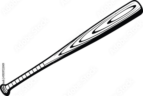 Black and white illustration of a baseball bat
