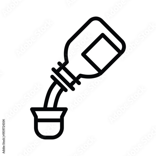 syrup bottle pouring into dosage cup outline icon vector design good for web or mobile app