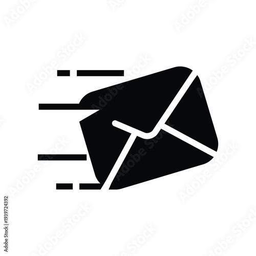 envelope with motion line solid icon vector design good for web or mobile app