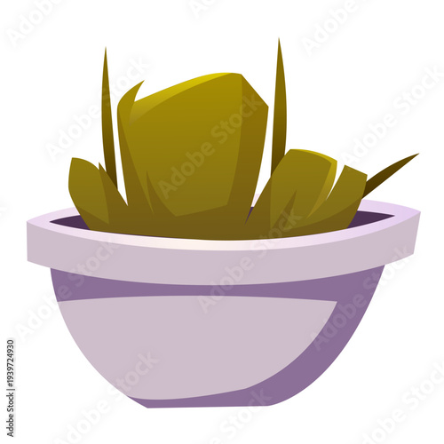 stylized vector illustration of a green houseplant in a decorative pot