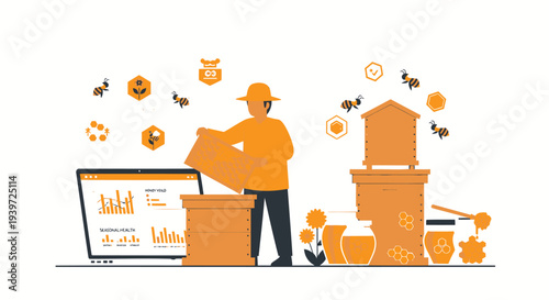 Set of 25 honey and beekeeping icons vector isolated on White Background