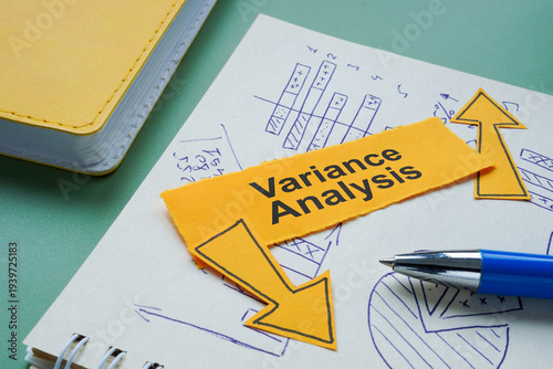 Variance analysis with financial charts.