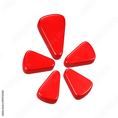 Obraz na plátně yelp icon 3d render red color