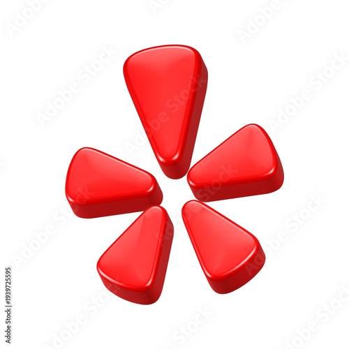 yelp icon 3d render red color