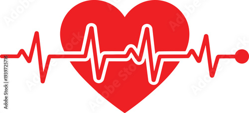 Heart with heartbeat line illustration symbolizing health and vitality Vector