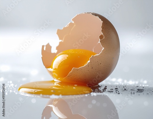 broken egg in glass