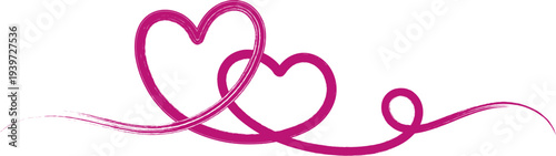 Red drawn line with two hearts design