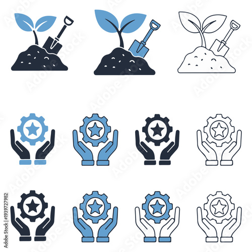 Sustainable development and maintenance icons