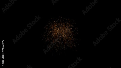 Bloom of firework with dark Black background, Fireworks display celebration, Colorful Firework, Fireworks Spectacular Composition in 4k, particles and sparks on black night sky with colorful fireworks