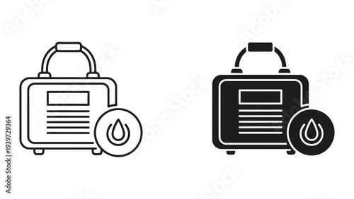 Generator icon set, power supply, portable power station