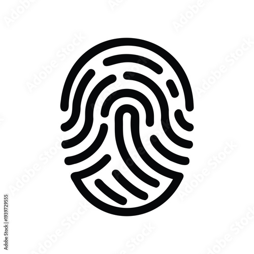 Fingerprint icon vector illustration, biometric identity symbol design, simple vector illustration on black and white background 
