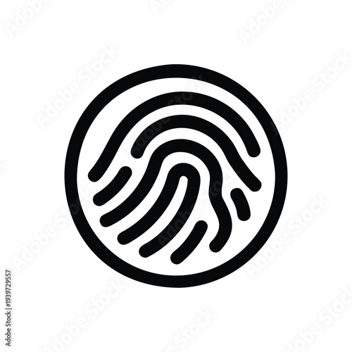 Fingerprint icon vector illustration, biometric identity symbol design, simple vector illustration on black and white background 
