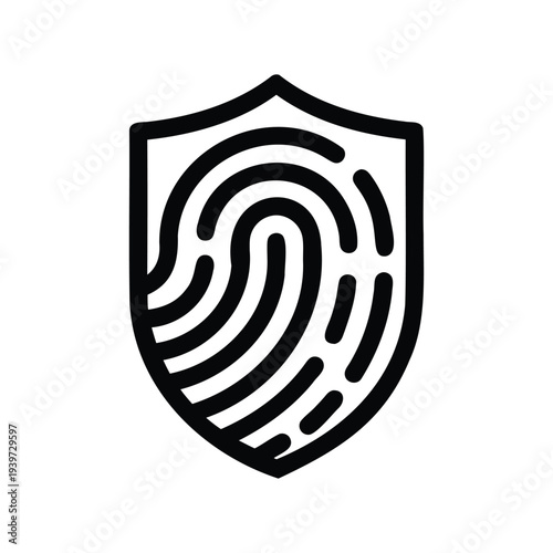 Fingerprint icon vector illustration, biometric identity symbol design, simple vector illustration on black and white background 
