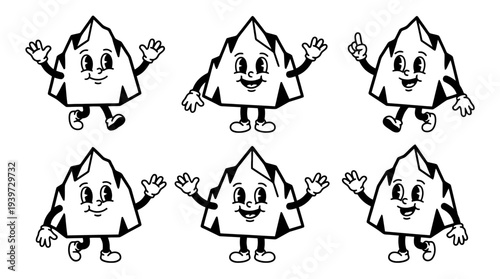 iceberg, cute retro cartoon style vector set , white background , PNG and SVG isolate