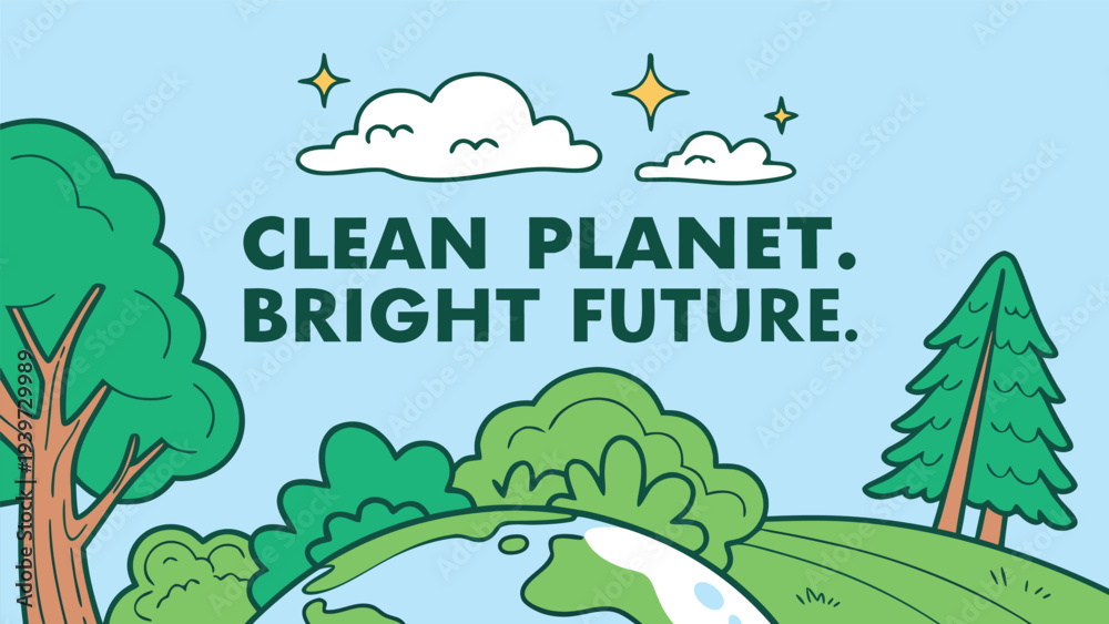 Naklejka premium Clean Planet Bright Future Vector Illustration
