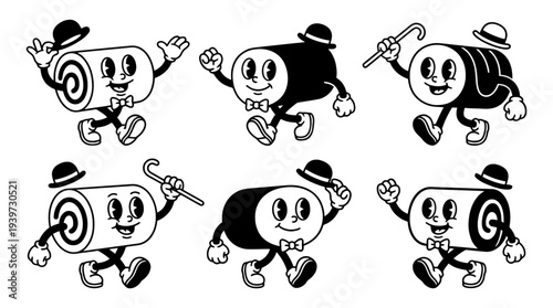 swiss roll, cute retro cartoon style vector set , white background , PNG and SVG isolate