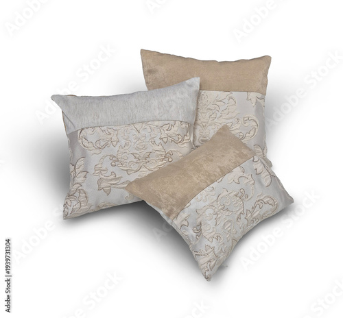 set of decorative pillows on a white background