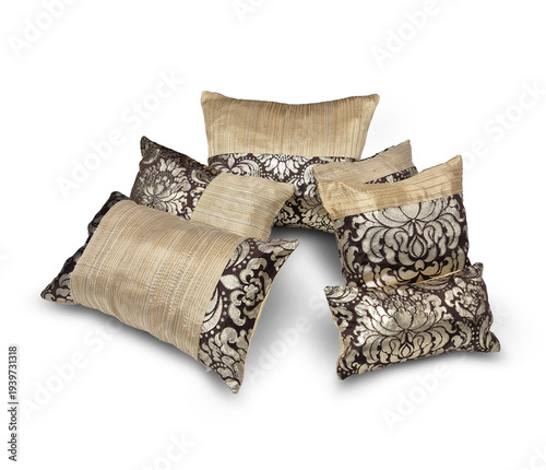 set of decorative pillows on a white background
