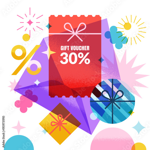 Sale voucher coupon in envelope. Vector design for electronic mail, promotion banner, online shopping offers, gift card