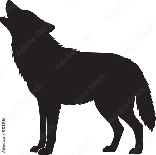 Howling Timber Wolf Wild Animal Silhouettes