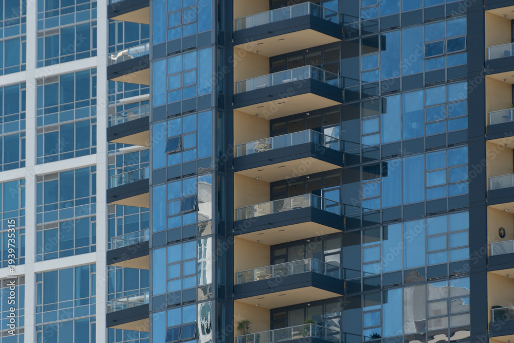 Obraz premium Modern Glass Apartment Tower in Little Italy San Diego