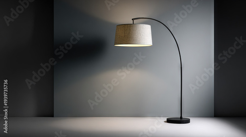 Modern Table Lamp with Woven Shade in Minimalist Setting