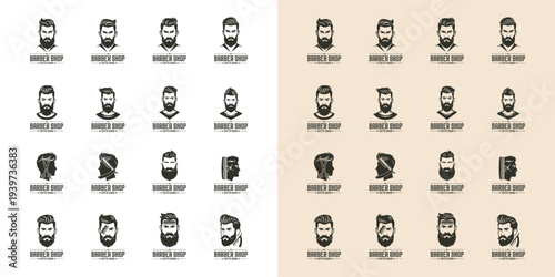 logo set haircut model for men's salon