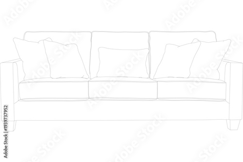 Sofa Design, CAD Drawing, Interior Space, Illustration, Modern Living Room Environment