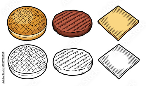 Assorted kitchen utensils and bowls arranged on a clean white surface viewed from directly above