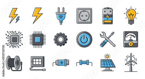 Collection of Various Technology and Electronics Icons 1.