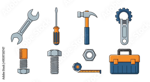 Collection of Various Tools and Toolbox.
